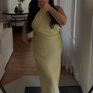 Zara One Shoulder Yellow Dress